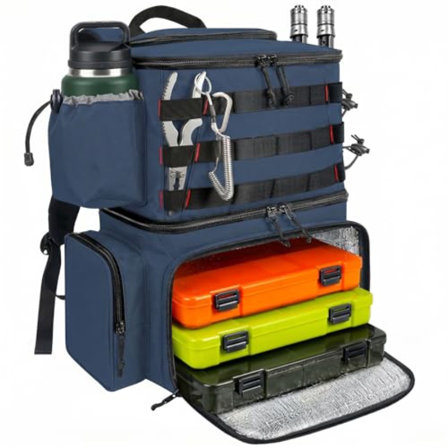 Fishing Backpack - Fishing Backpack, Water Resistant Tackle Storage