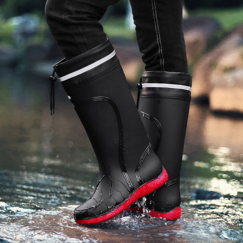Fishing Boots - YUYIN High-top Men's Rubber Boots Black