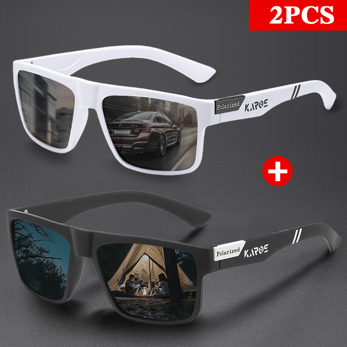 KAROS 2PCS Retro Square Polari - огляд і ціна Fishing Sunglasses Polarized