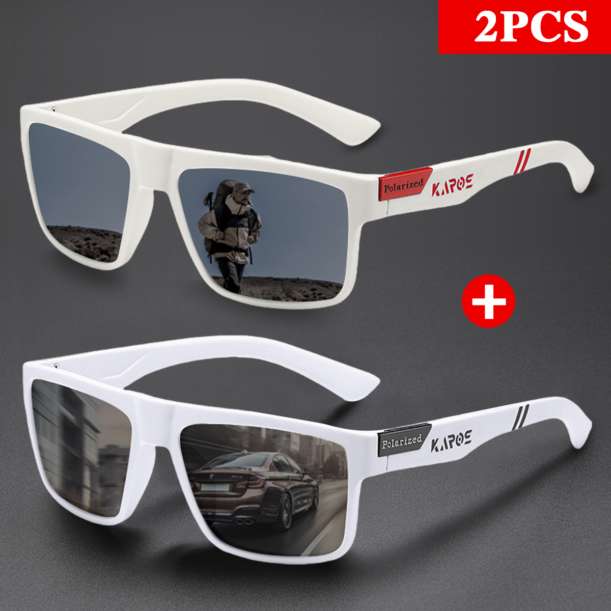 KAROS 2PCS Retro Square Polari - огляд і ціна Fishing Sunglasses Polarized