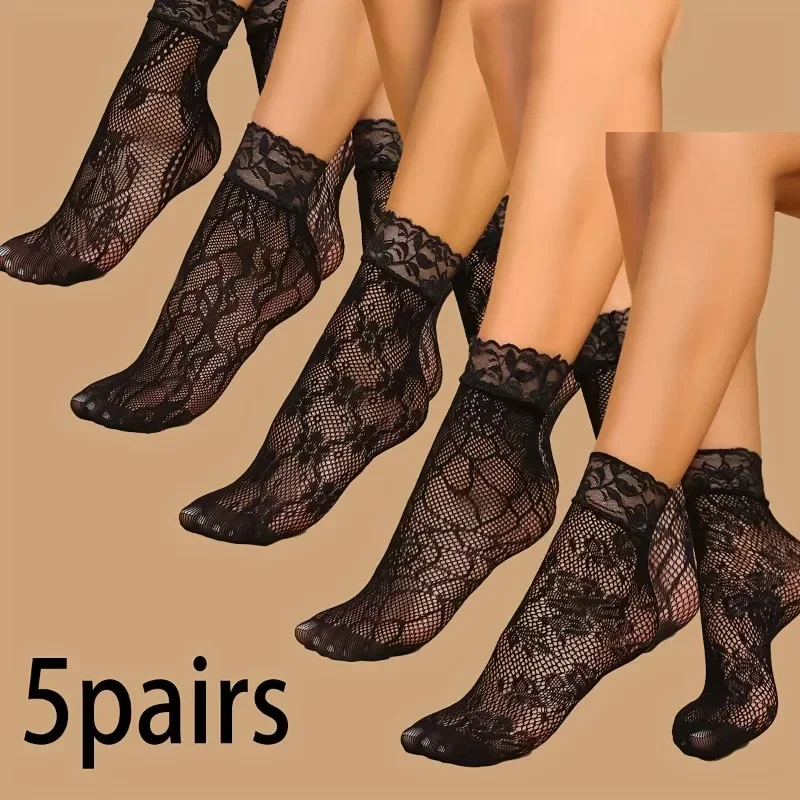 5 Pairs Floral Lace Socks Thin - огляд і ціна Fishing Socks
