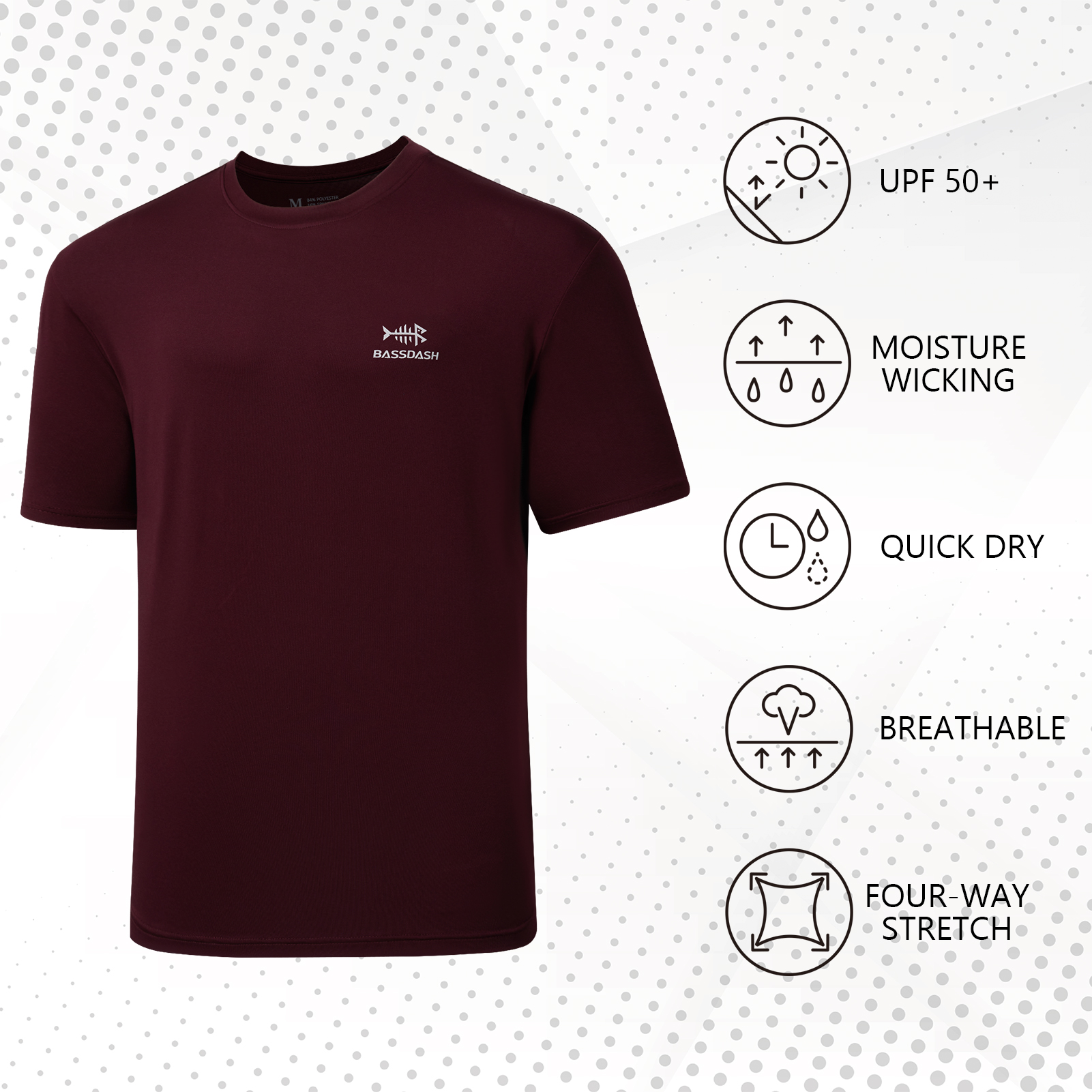 BASSDASH Men’s UPF 50+ Short S - огляд і ціна Fishing Shirt Uv Protection